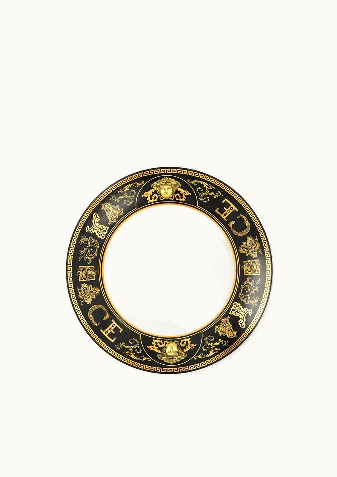 Versace Versace Virtus Gala Plate 21 CM Print Barocco Style Black White Gold