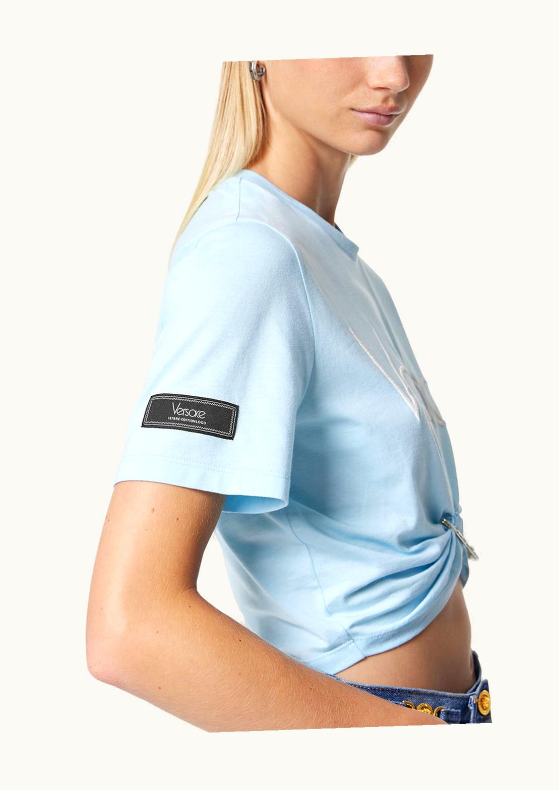 Versace Versace 1978 Re-Edition Logo Crop T-Shirt Blue