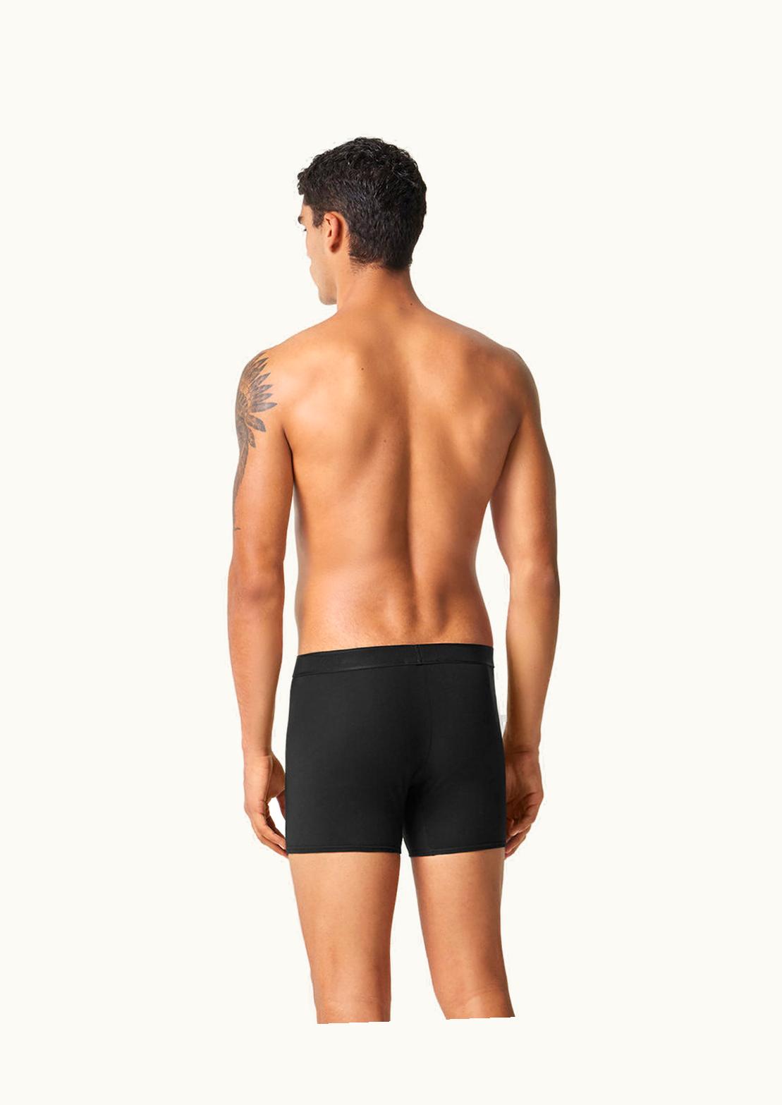 Versace Versace 90s Logo Ribbed Cotton Long Trunks Black