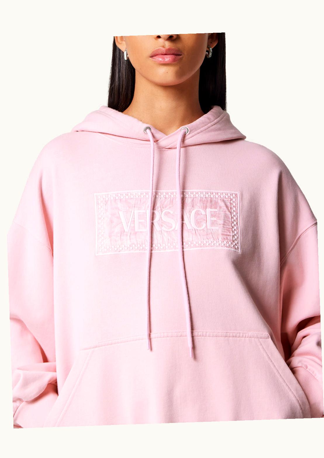 Versace Versace 90s Vintage Logo Barocco Hoodie Pink