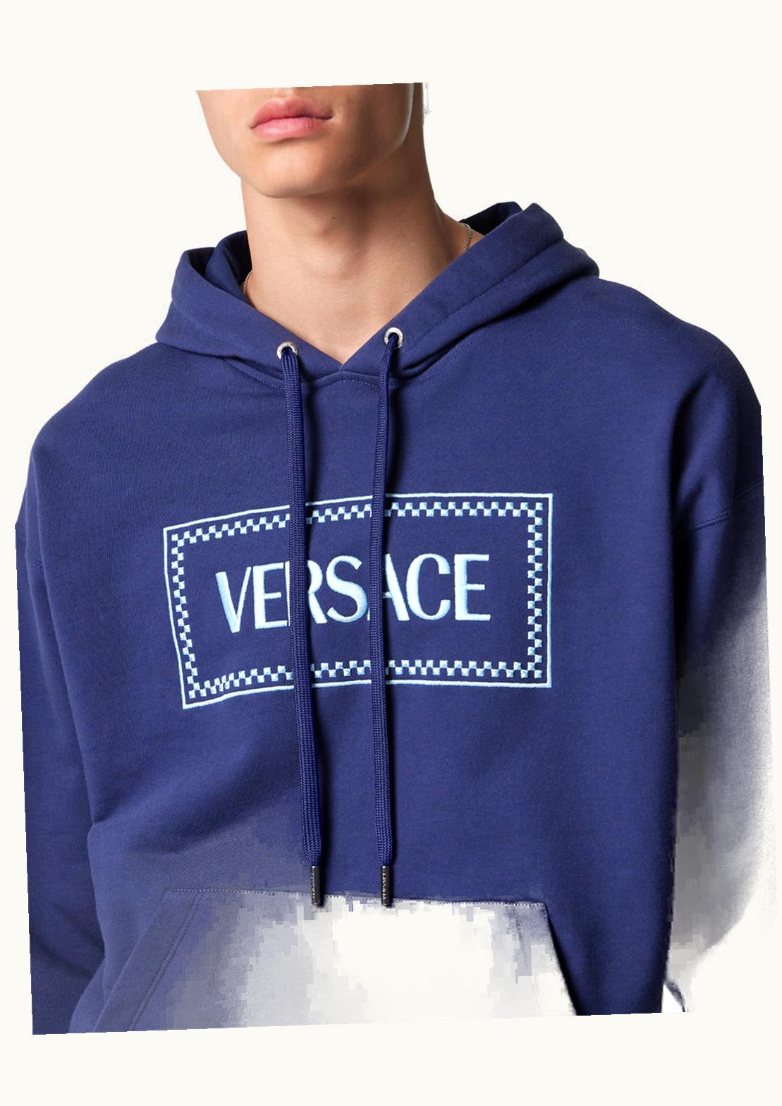 Versace Versace 90s Vintage Logo Hoodie Blue