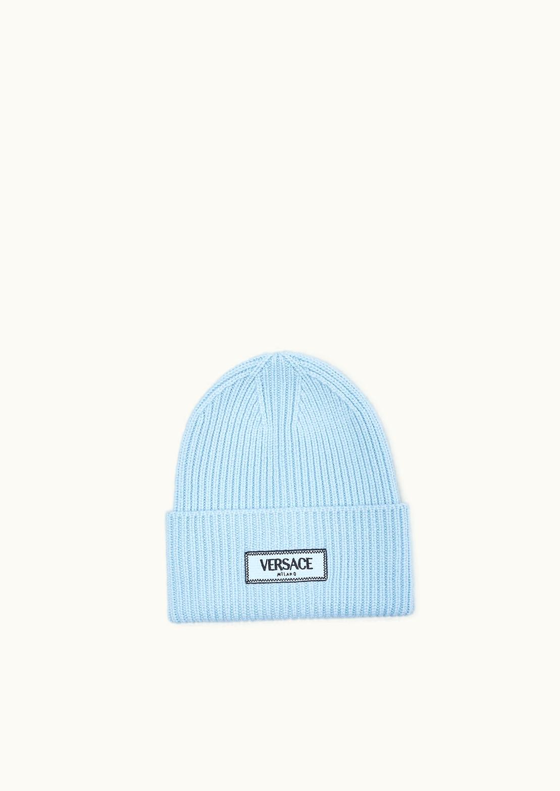 Versace Versace 90s Vintage Logo Knit Beanie Blue