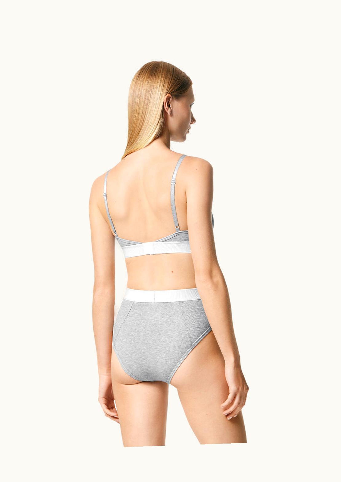 Versace Versace 90s Vintage Logo Ribbed Bralette Gray