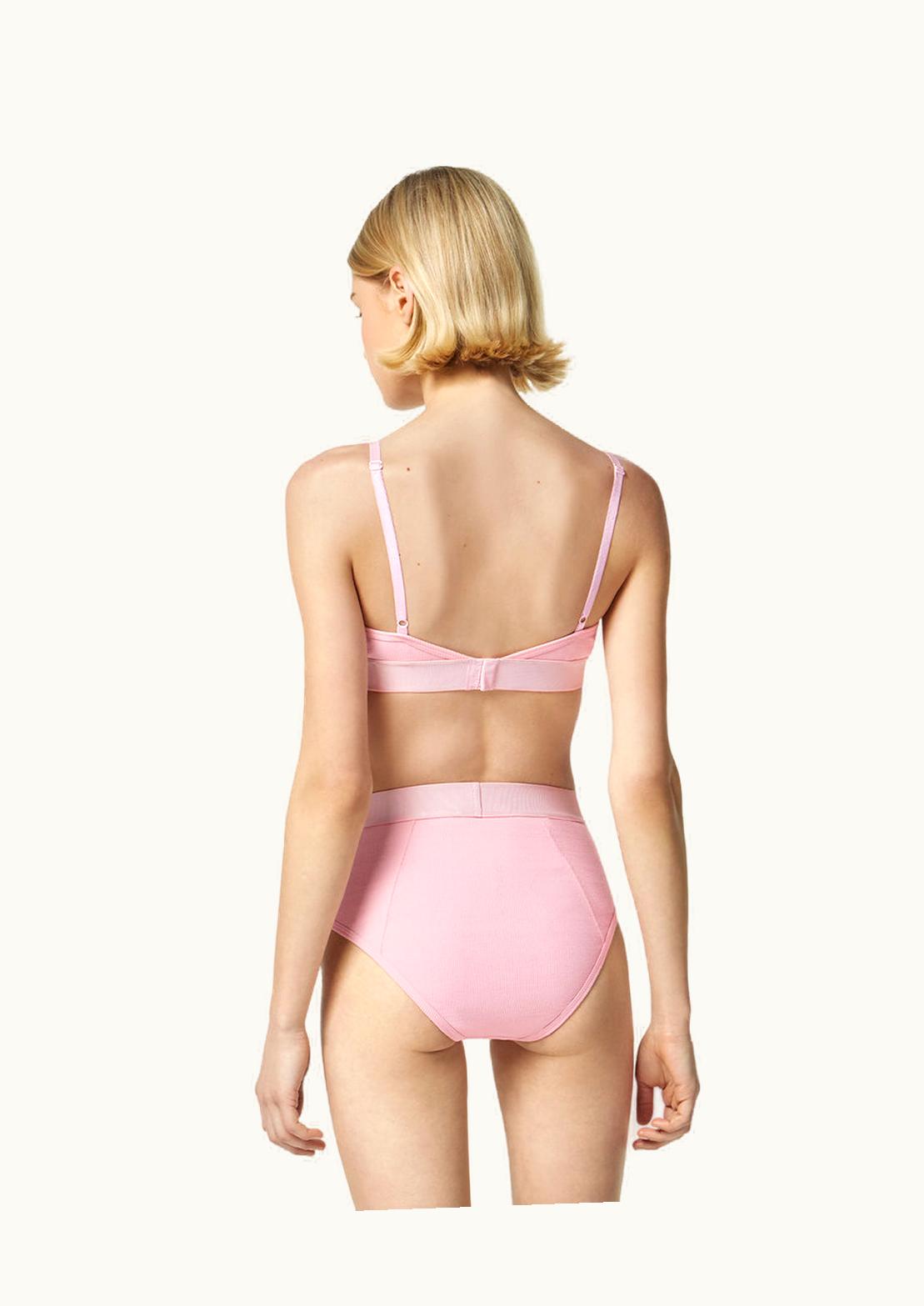 Versace Versace 90s Vintage Logo Ribbed Bralette Pink