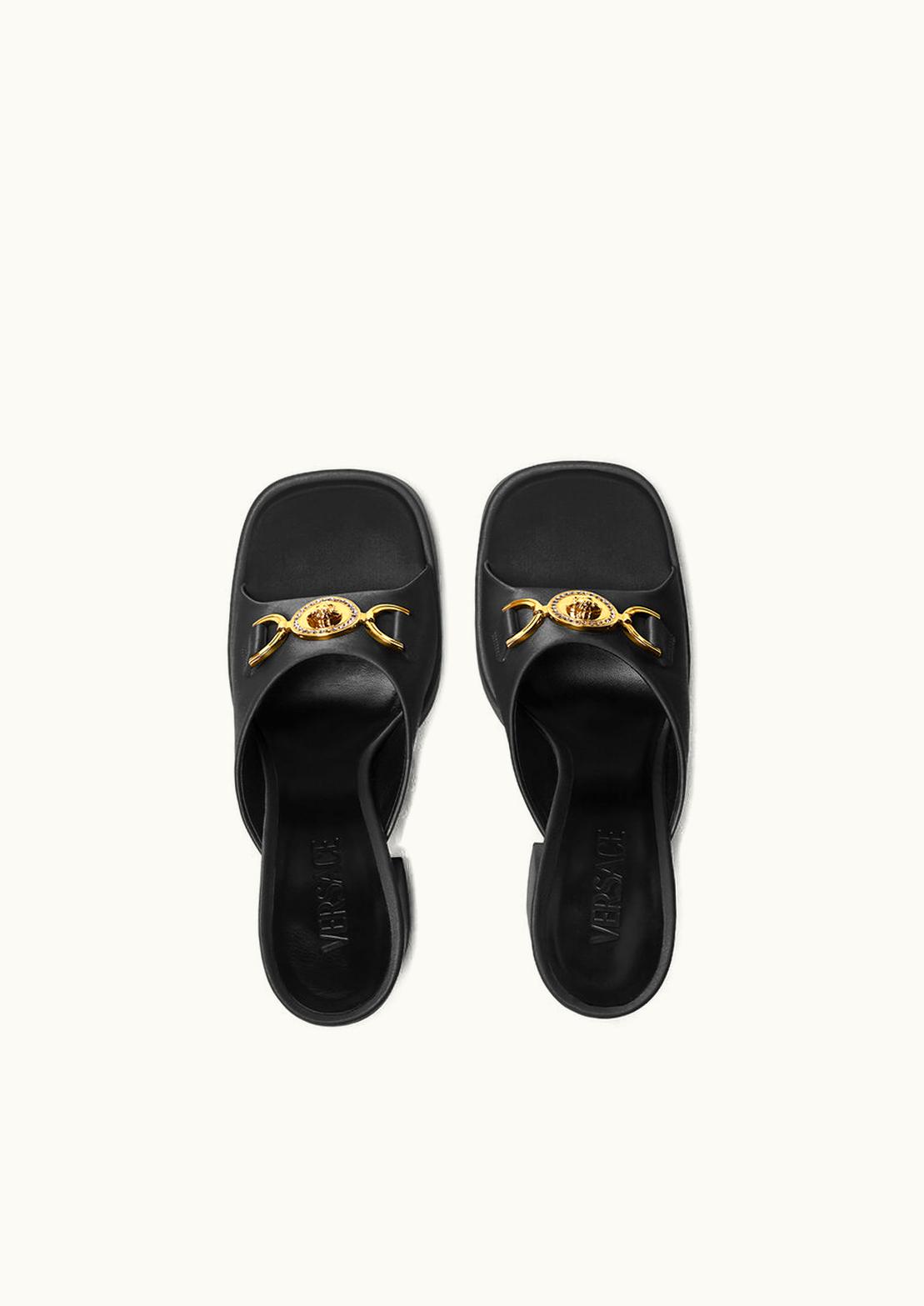 Versace Versace Aevitas Satin Platform Mules Black, Gold