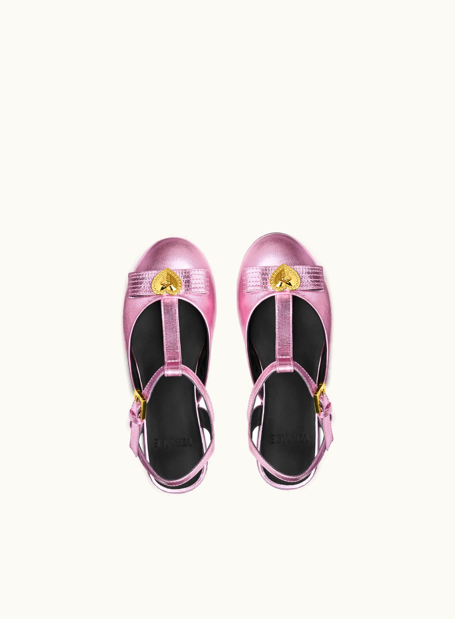 Versace Versace Alia Metallic Kids Ballerinas Pink
