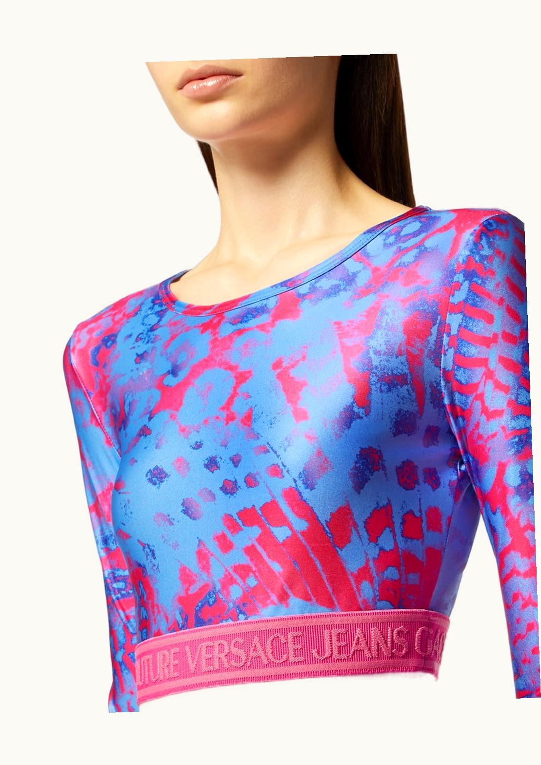 Versace Versace Animalier Crop Top Blue, Print