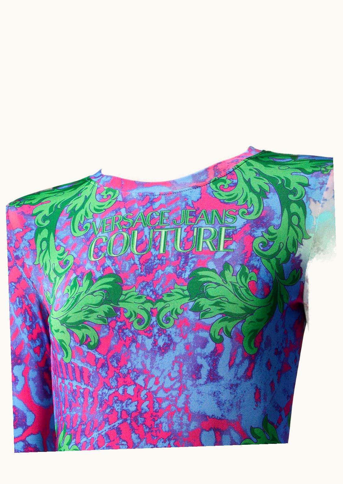 Versace Versace Animalier Midi Dress Blue, Print