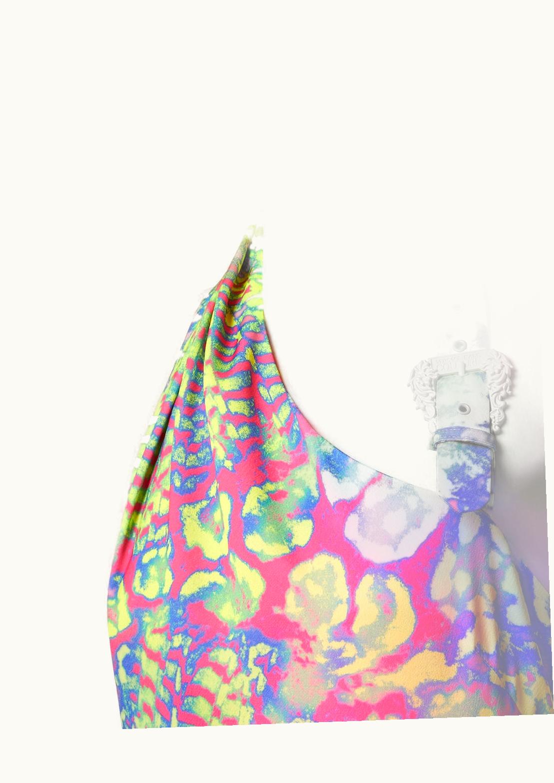 Versace Versace Animalier One-Shoulder Mini Dress Green, Pink