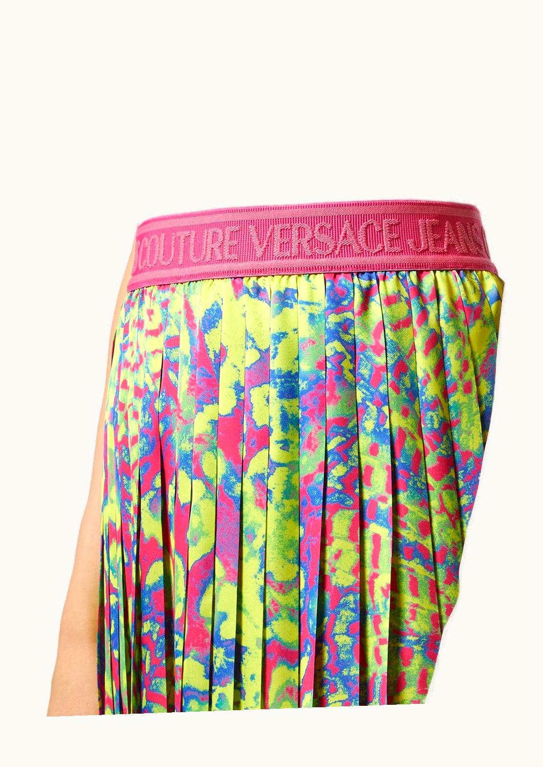 Versace Versace Animalier Pleated Midi Skirt Green, Pink