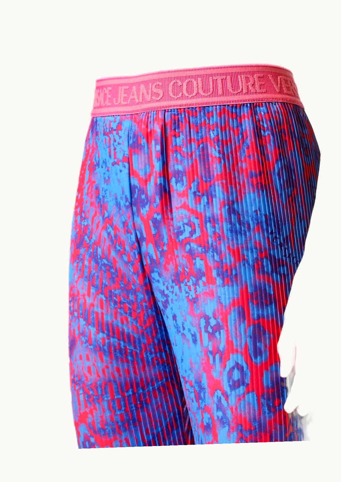 Versace Versace Animalier Pleated Trousers Blue, Print