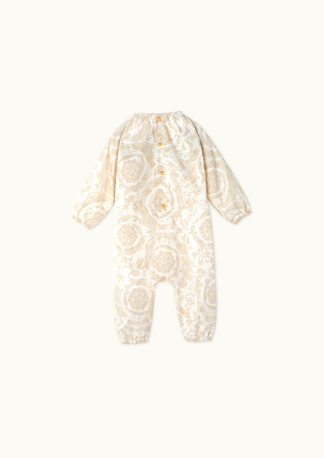 Versace Versace Barocco Baby Sleepsuit Beige, Print