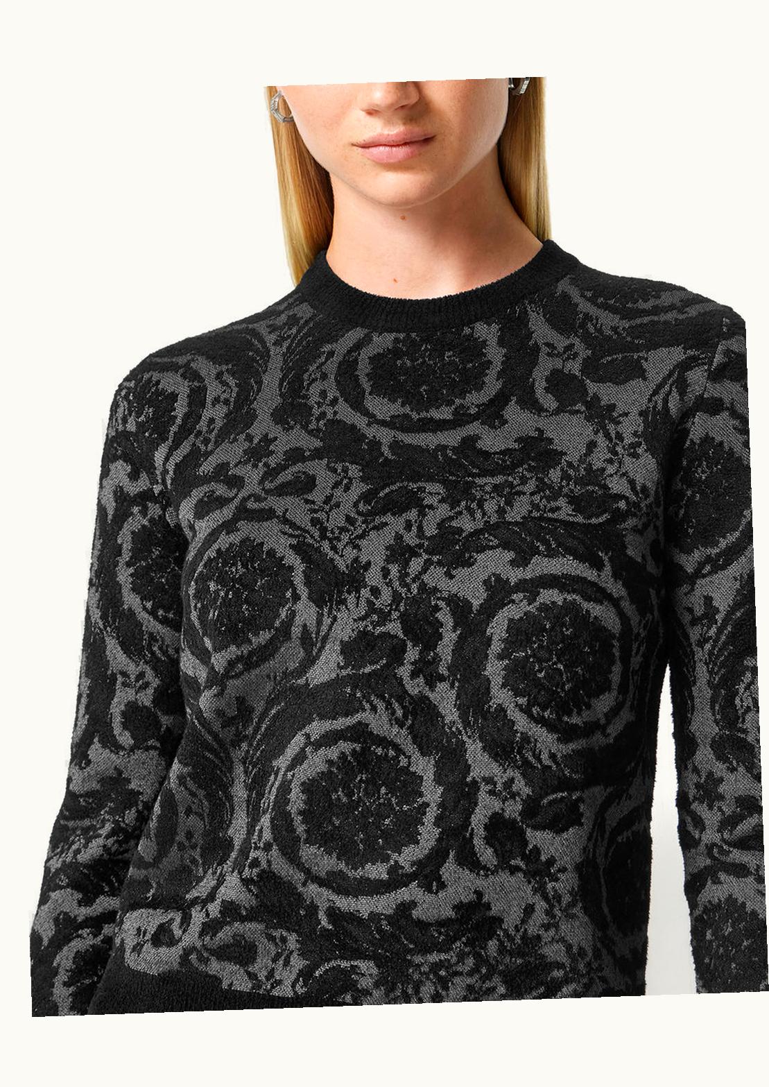 Versace Versace Barocco Chenille Knit Sweater Black