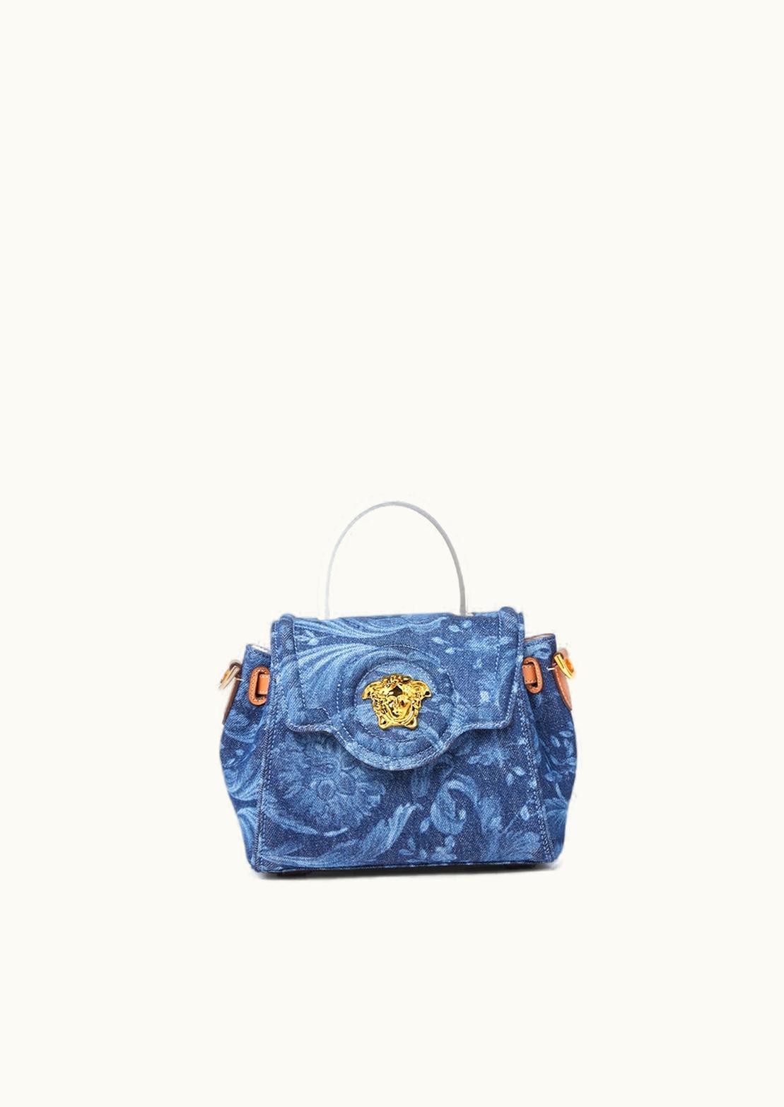 Versace Versace Barocco Denim La Medusa Small Handbag Blue