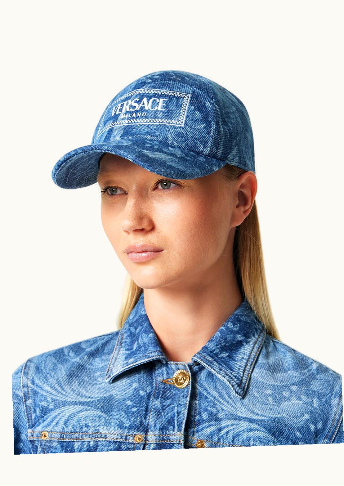 Versace Versace Barocco Denim Logo Baseball Cap Blue