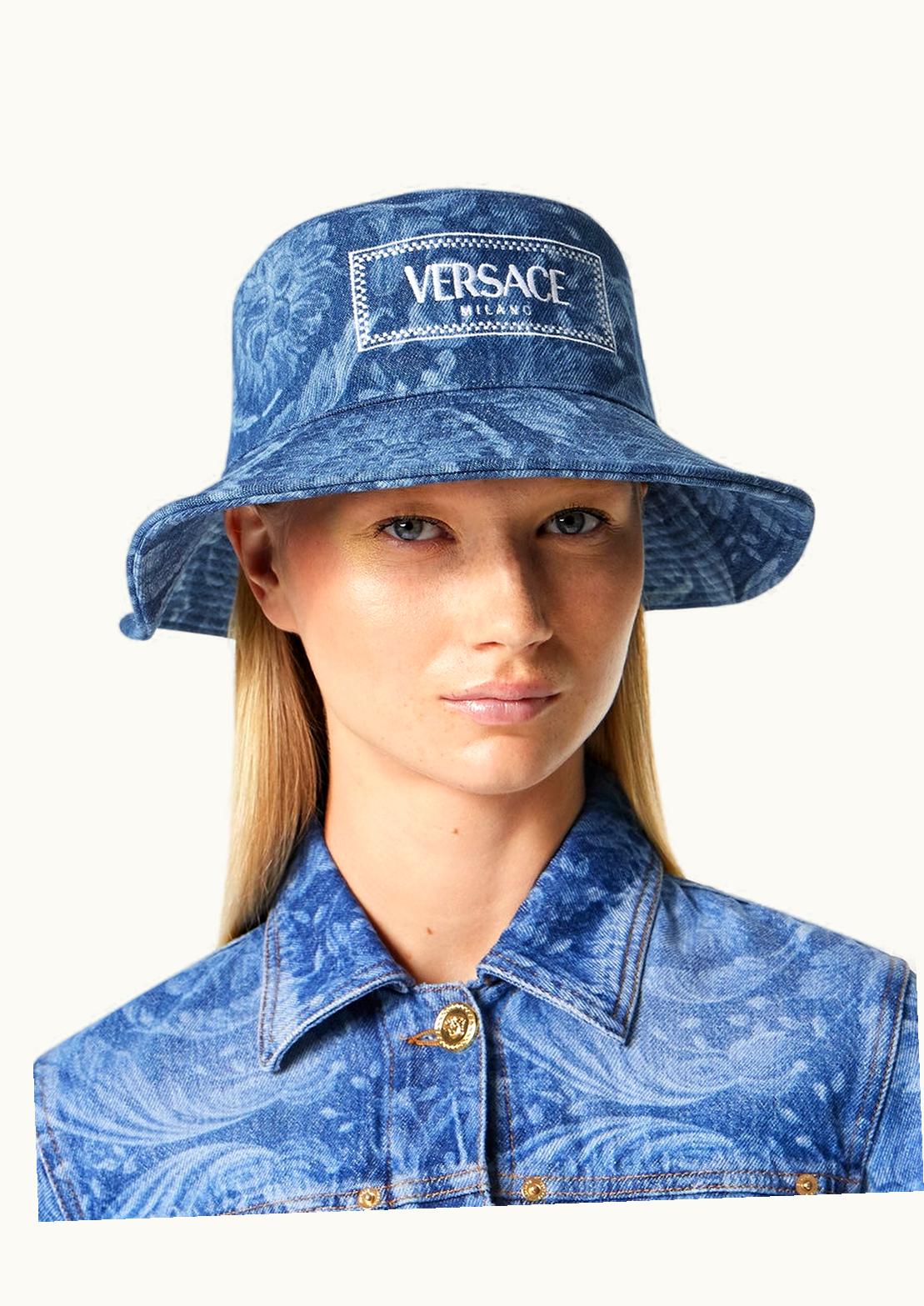 Versace Versace Barocco Denim Logo Bucket Hat Blue