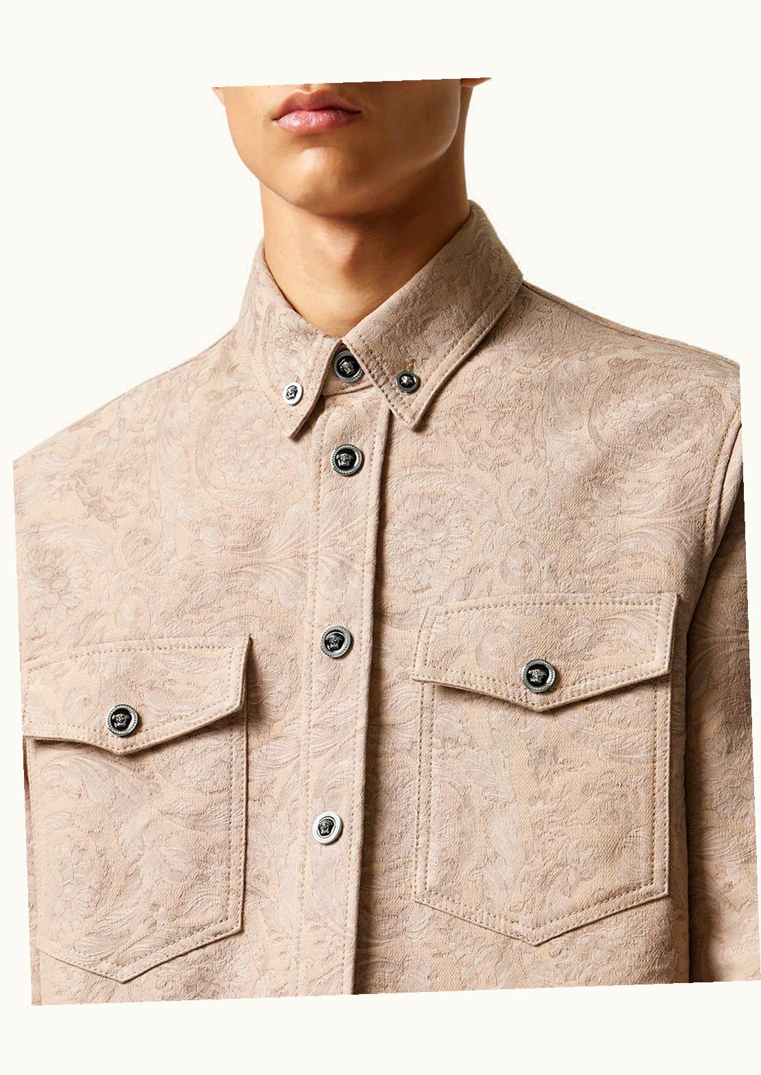 Versace Versace Barocco Denim Overshirt Beige