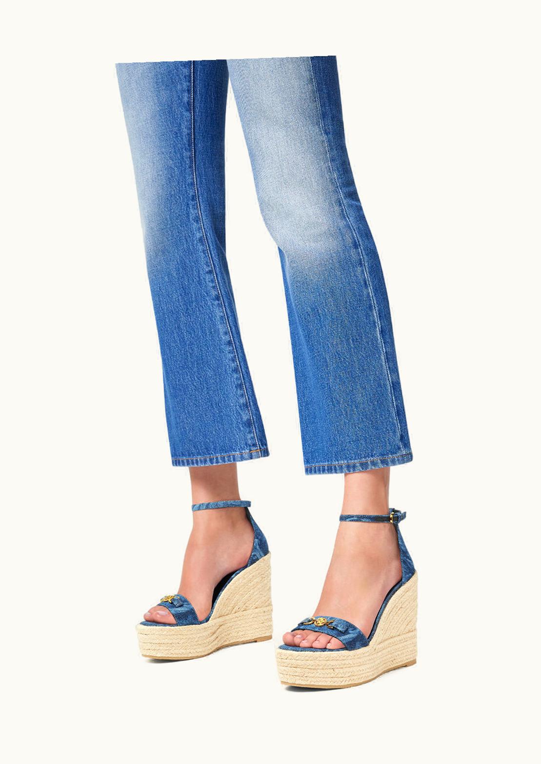 Versace Versace Barocco Denim Wedge Sandals