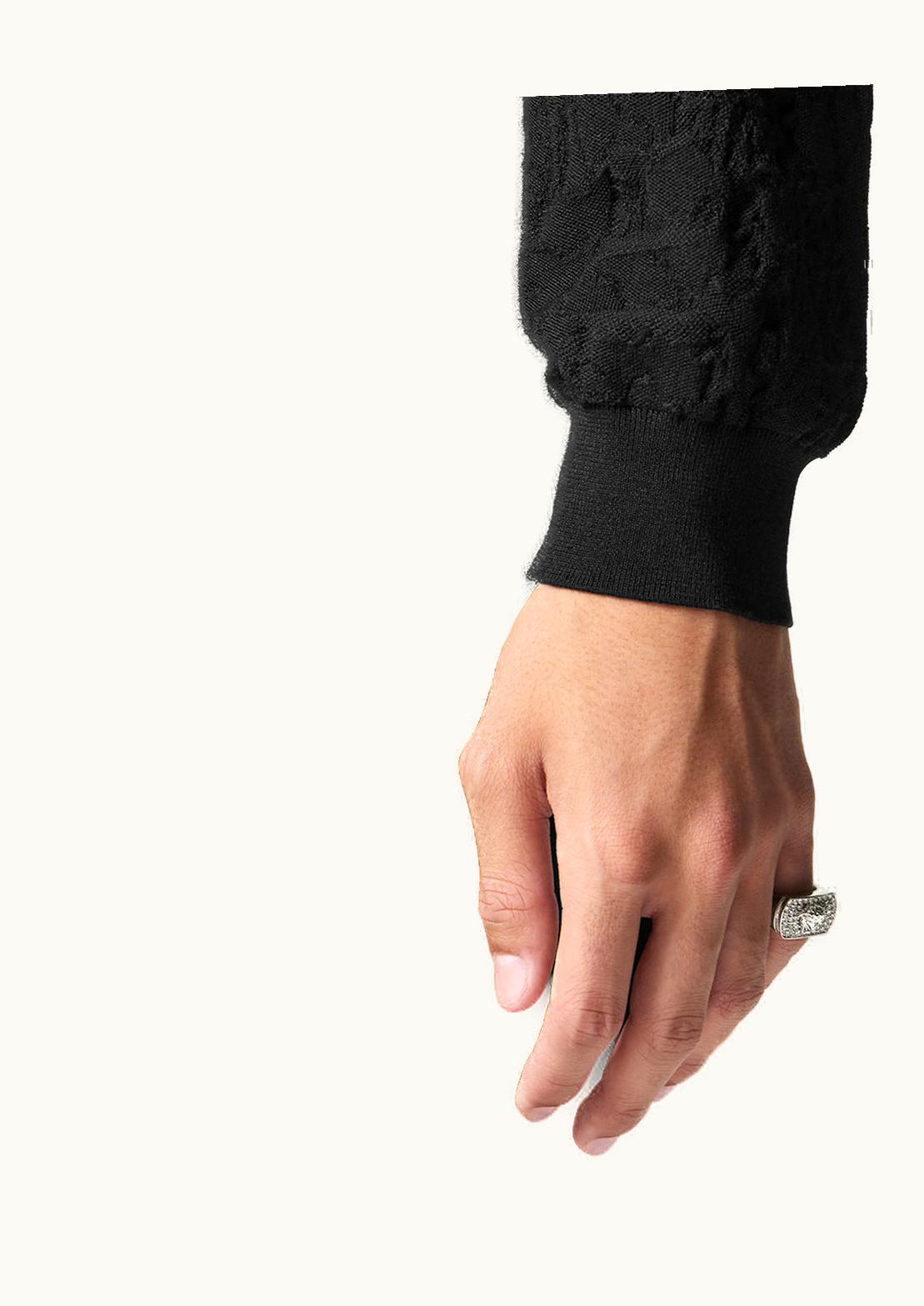 Versace Versace Barocco Jacquard Silk-Cotton Jumper Black