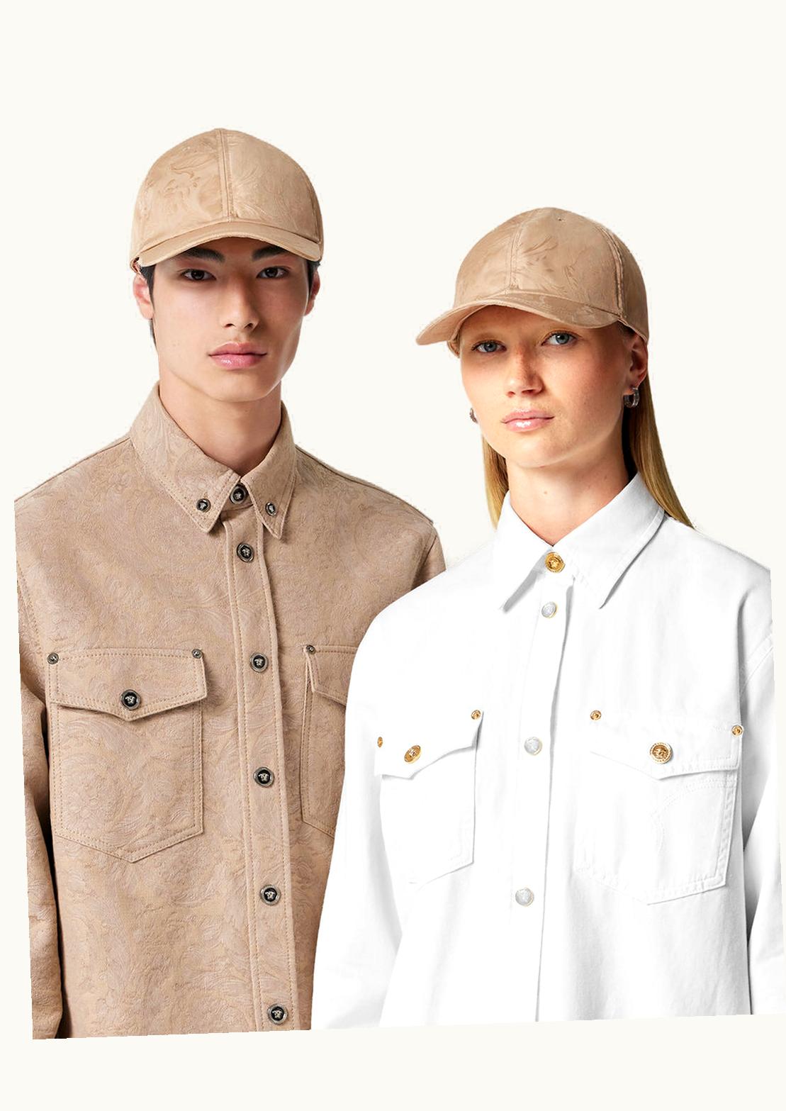 Versace Versace Barocco Jacquard Nylon Baseball Cap Beige