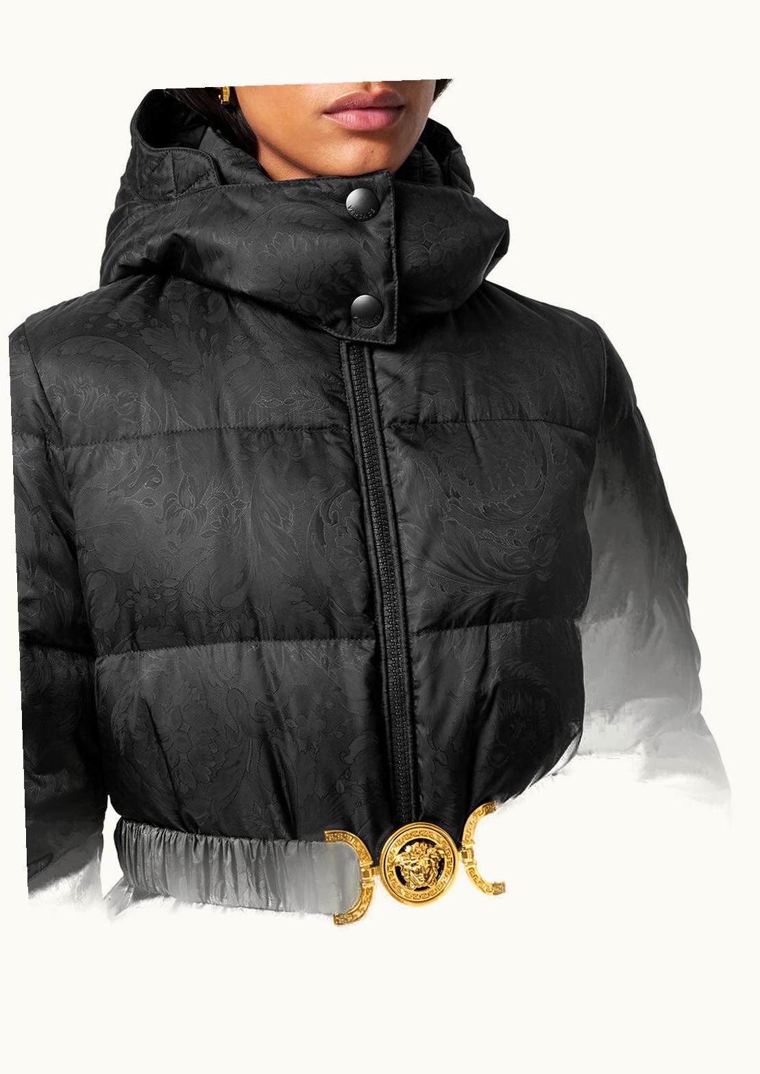 Versace Versace Medusa '95 Belted Barocco Jacquard Puffer Jacket Black
