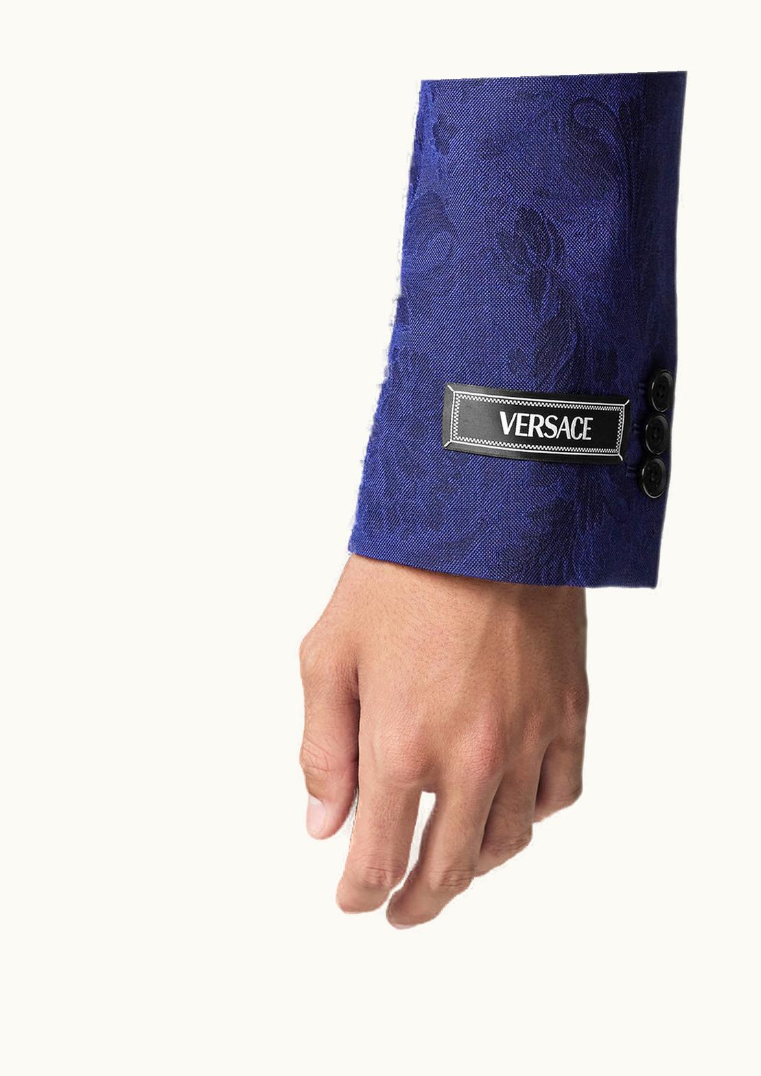Versace Versace Barocco Jacquard Single-Breasted Blazer Blue