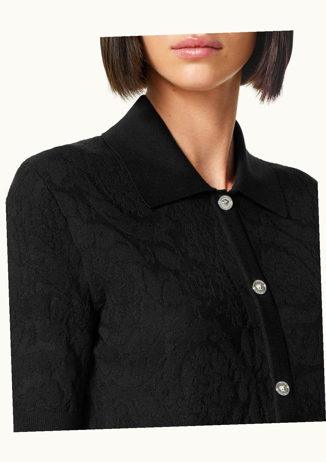 Versace Versace Barocco Knit Polo Cardigan Black