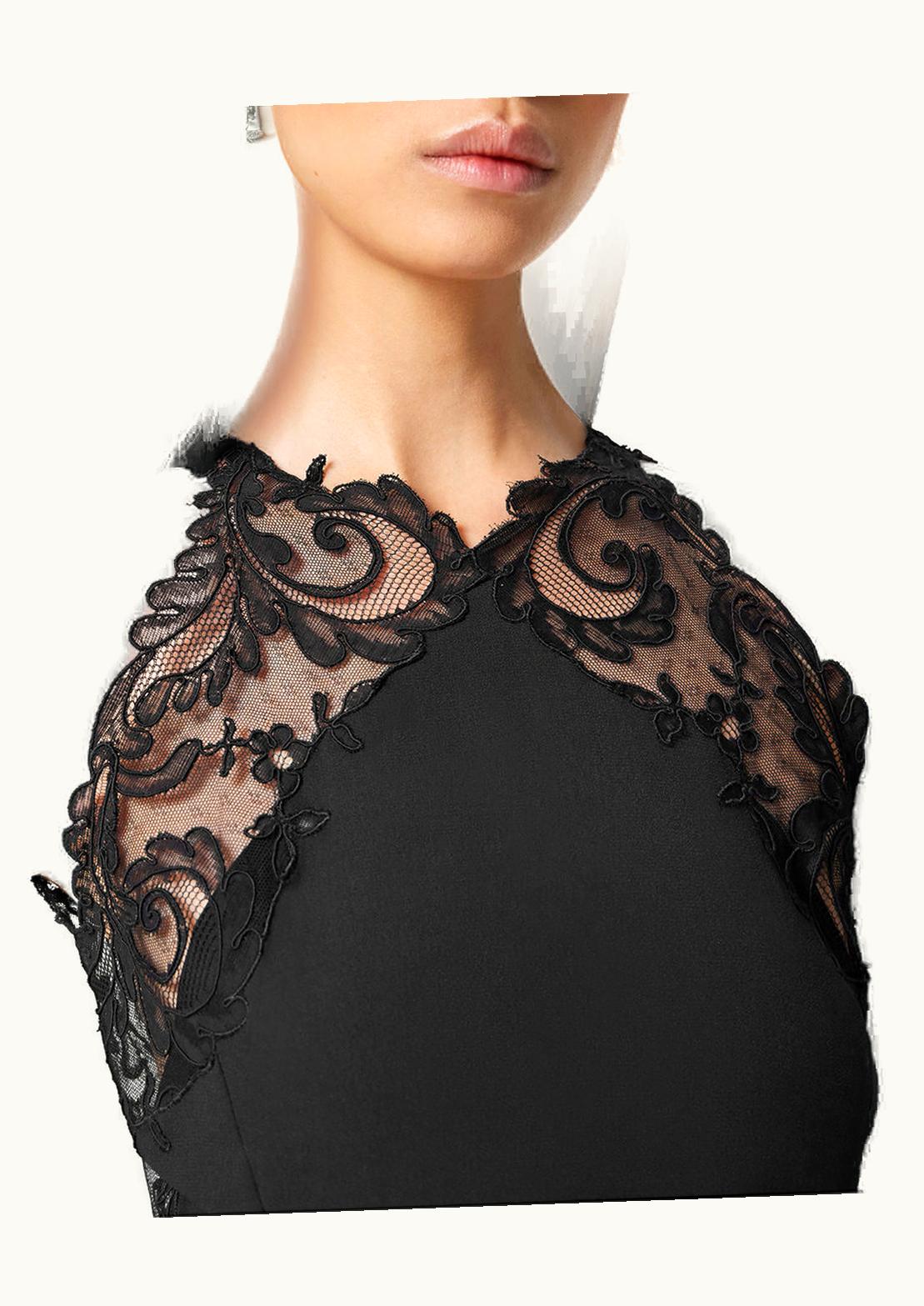 Versace Versace Barocco Lace Halterneck Mini Dress Black