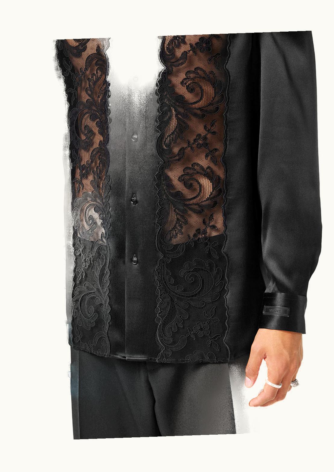 Versace Versace Barocco Lace Satin Shirt Black