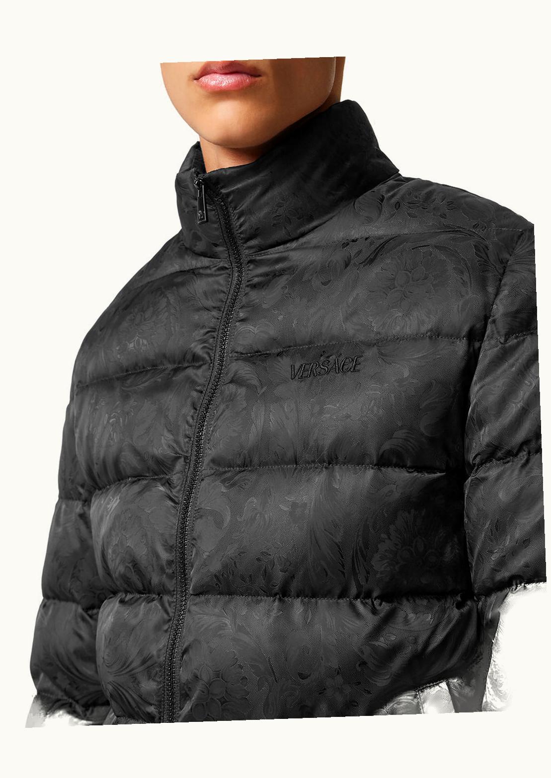 Versace Versace Barocco Light Puffer Jacket Black Tonal Jacquard