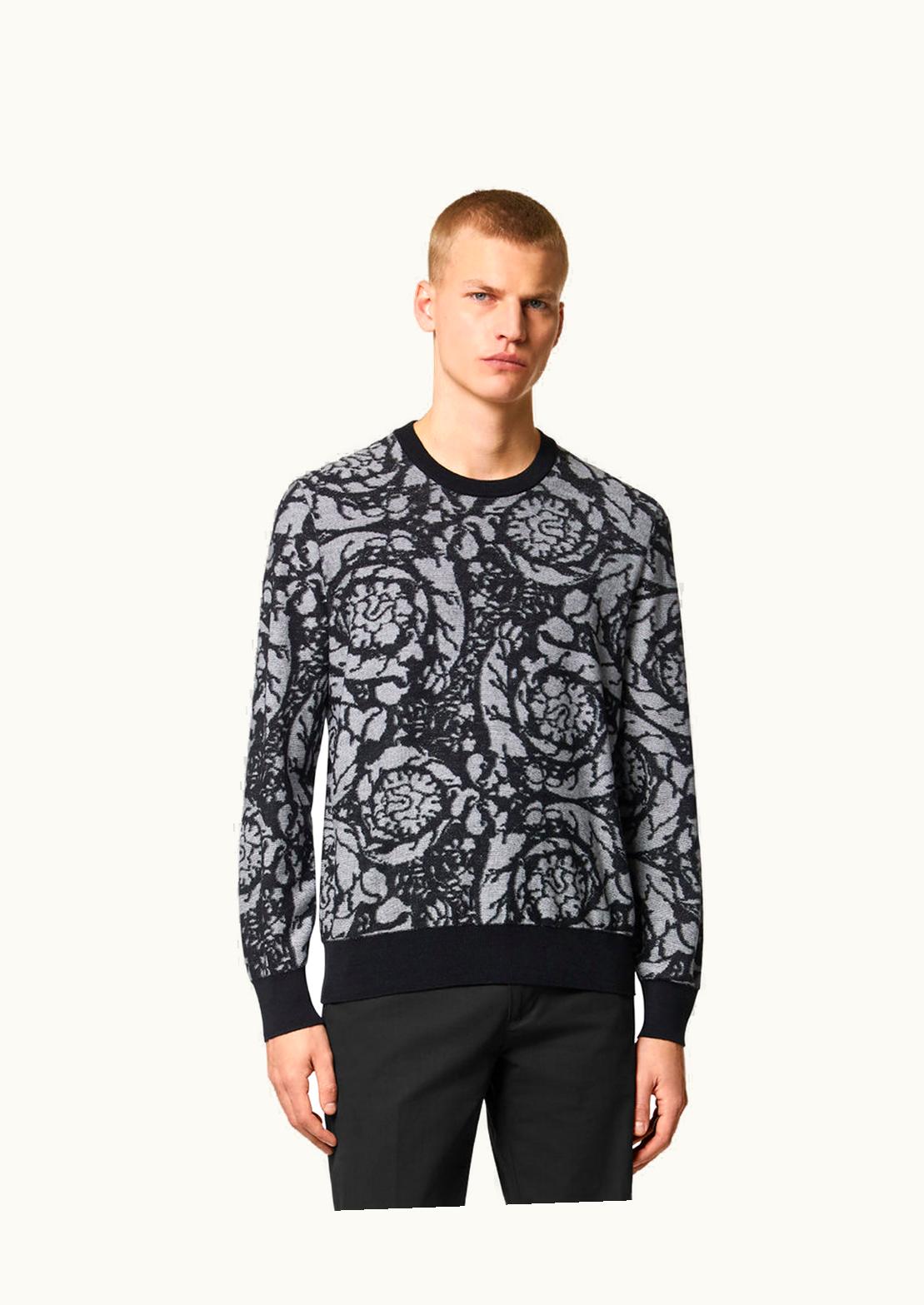 Versace Versace Barocco Silhouette Vanisé Wool-Blend Sweater Black