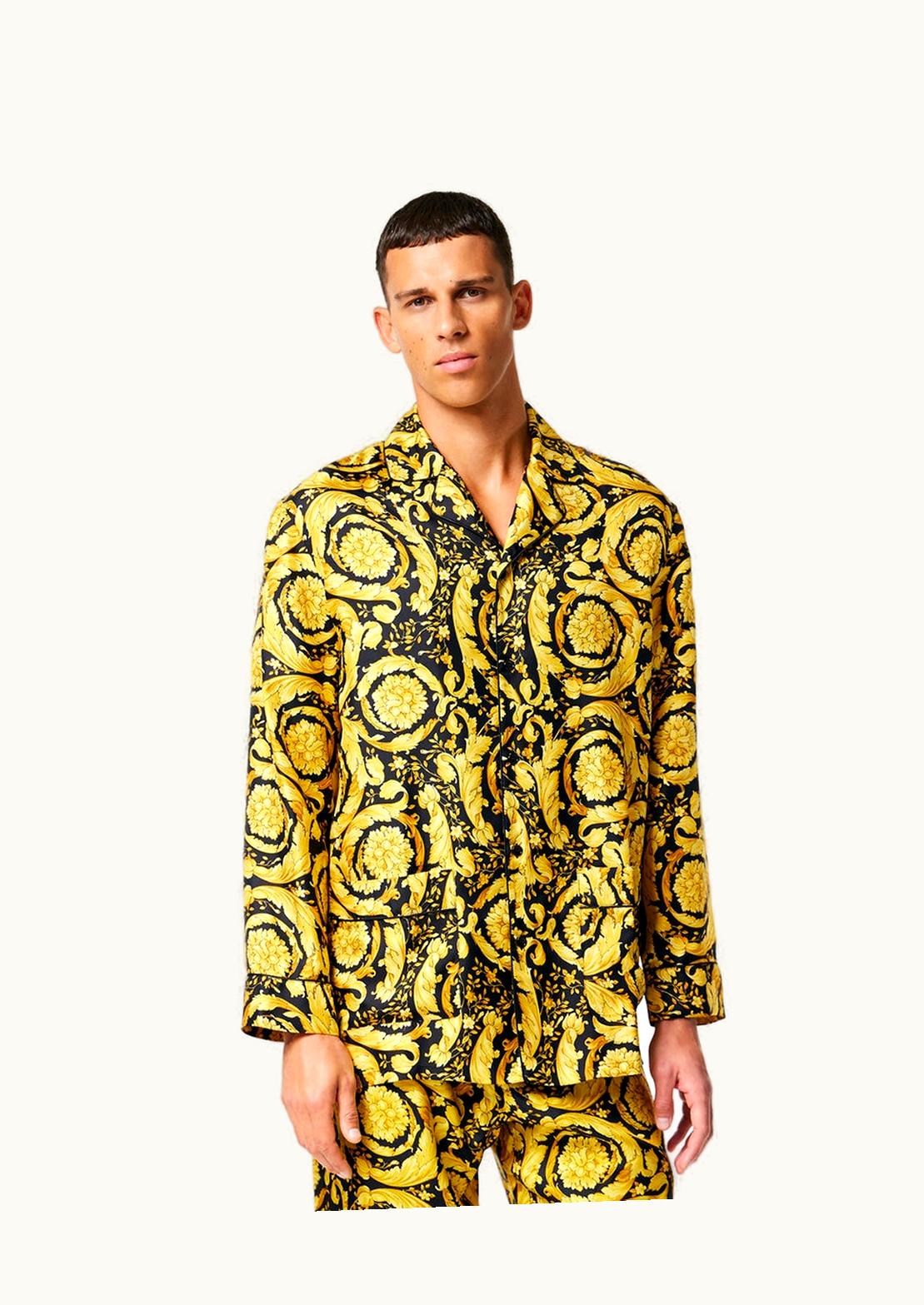 Versace Versace Barocco Silk Pyjama Top Black, Print