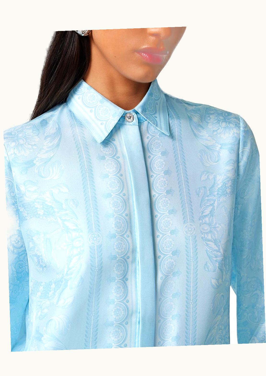 Versace Versace Barocco Silk Shirt Blue, Print