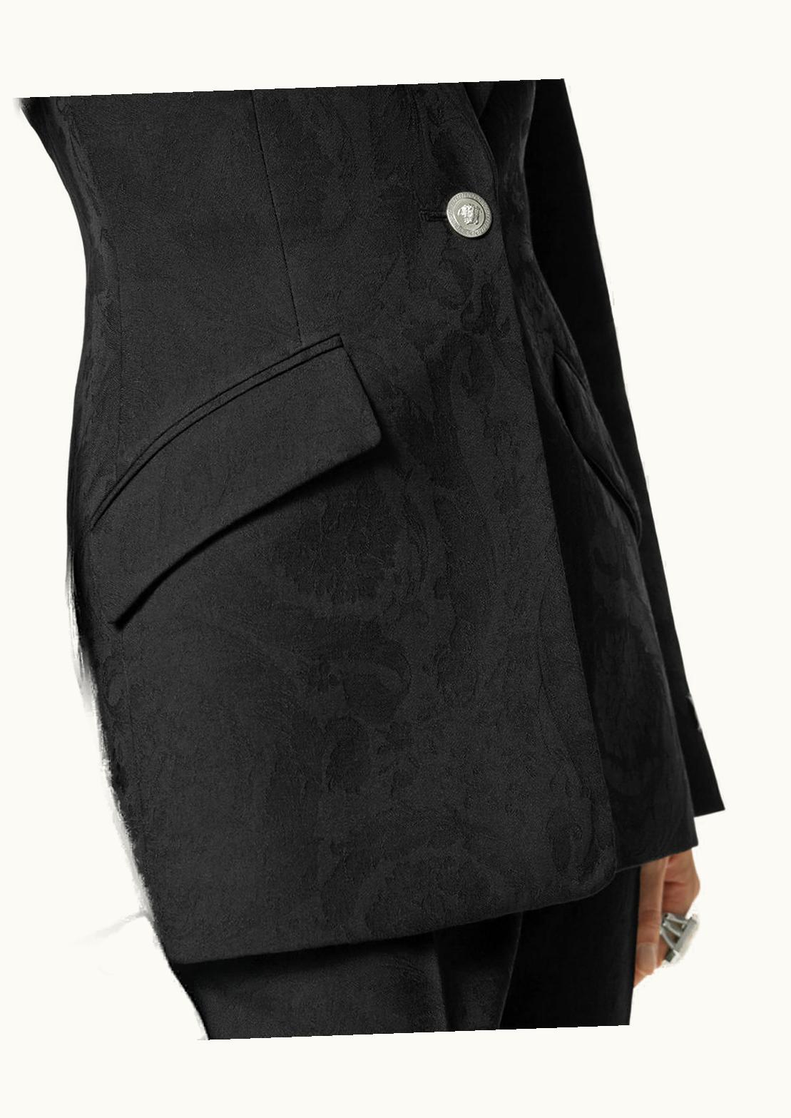 Versace Versace Barocco Single-Breasted Dv Blazer Black - Luxury Wool Jacquard Blazer Black