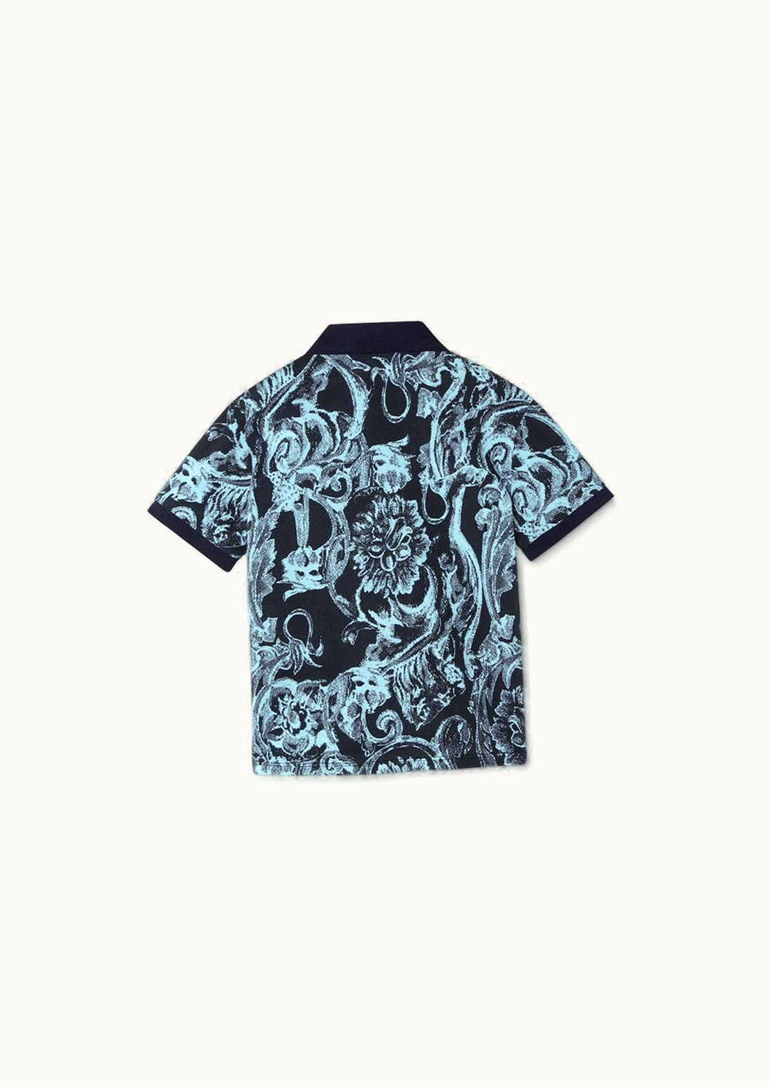 Versace Versace Barocco Stencil Kids Polo Shirt Blue, Print
