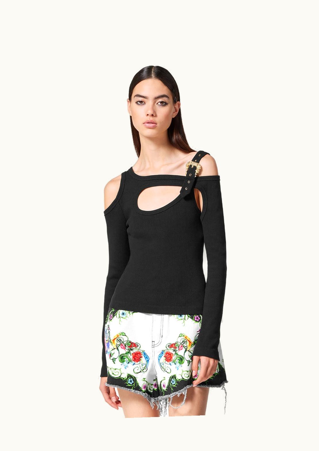 Versace Versace Baroque Buckle Cutout Top Black, Print