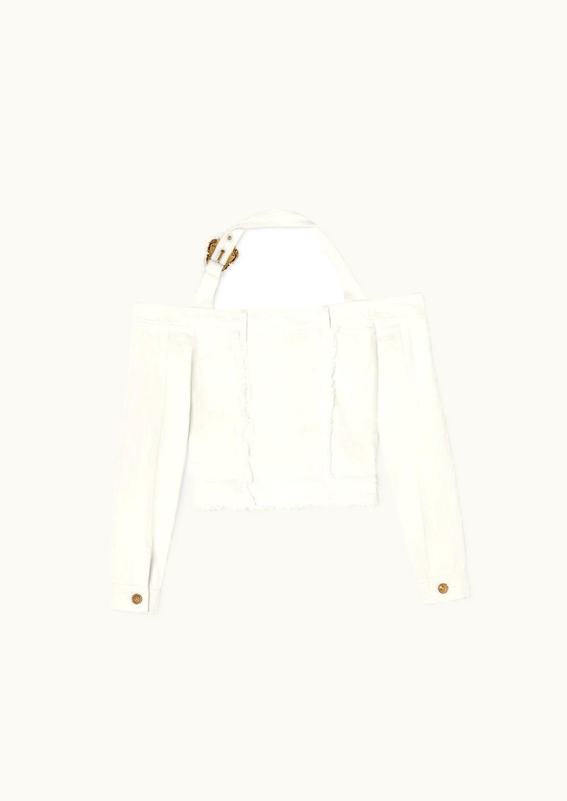 Versace Versace Baroque Buckle Denim Top White