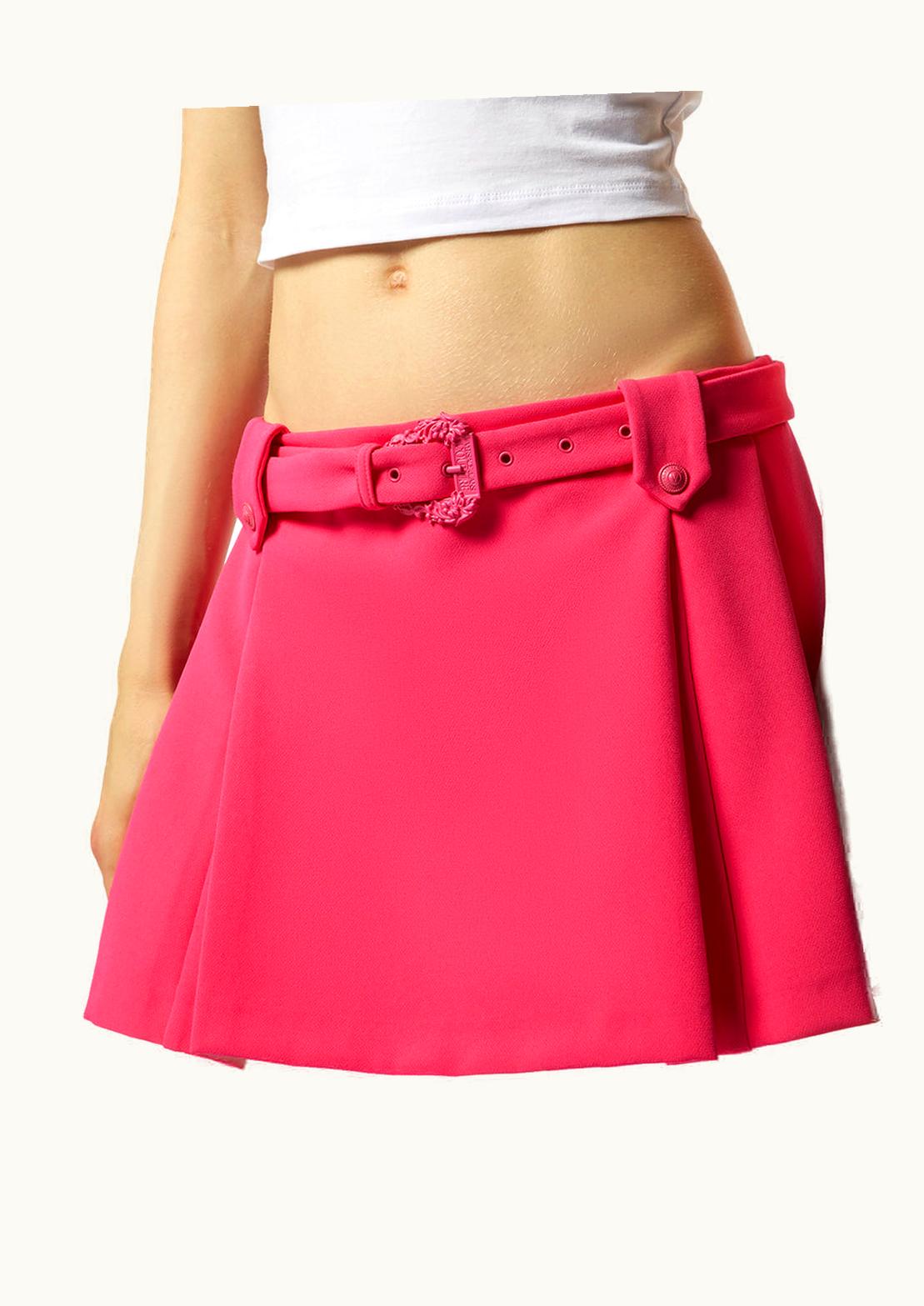 Versace Versace Baroque Buckle Pleated Mini Skirt Pink