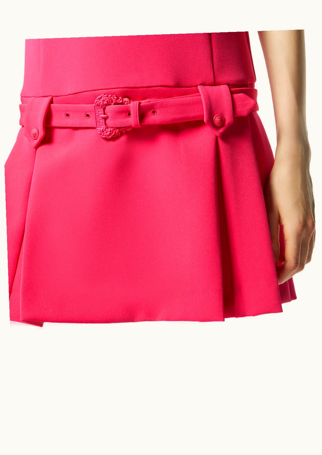 Versace Versace Baroque Buckle Pleat Mini Dress Pink