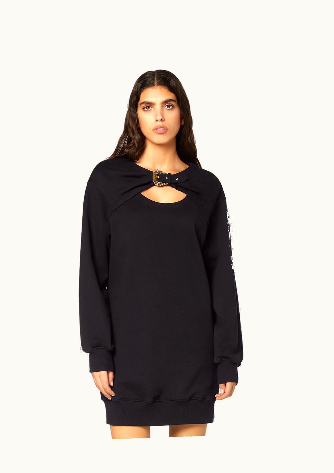 Versace Versace Baroque Buckle Cut-Out Sweatshirt Dress Black