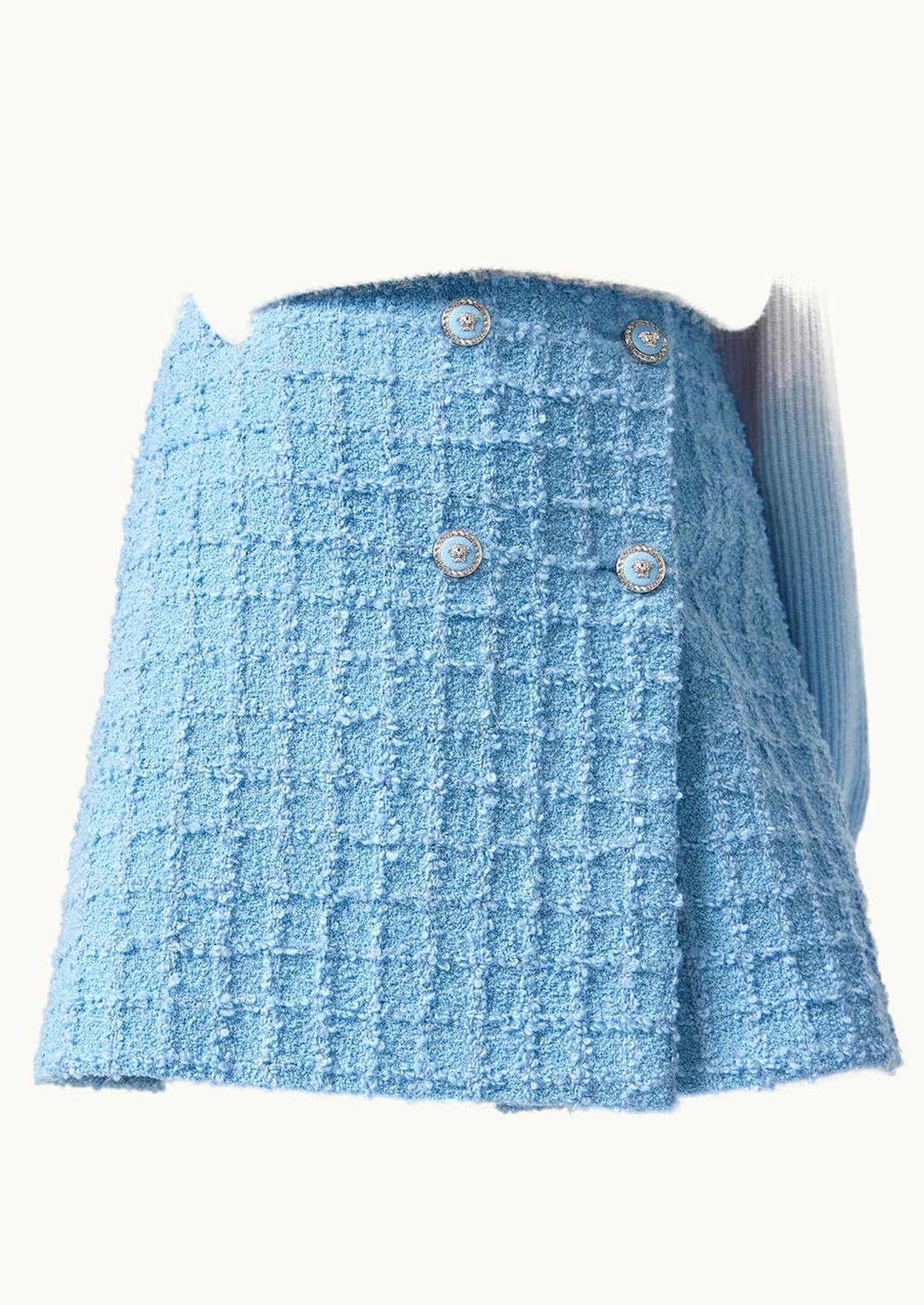 Versace Versace Bouclé Tweed Wrap Mini Skirt Blue