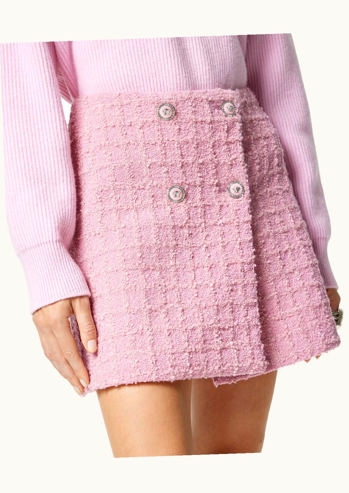 Versace Versace Bouclé Tweed Wrap Mini Skirt Pink