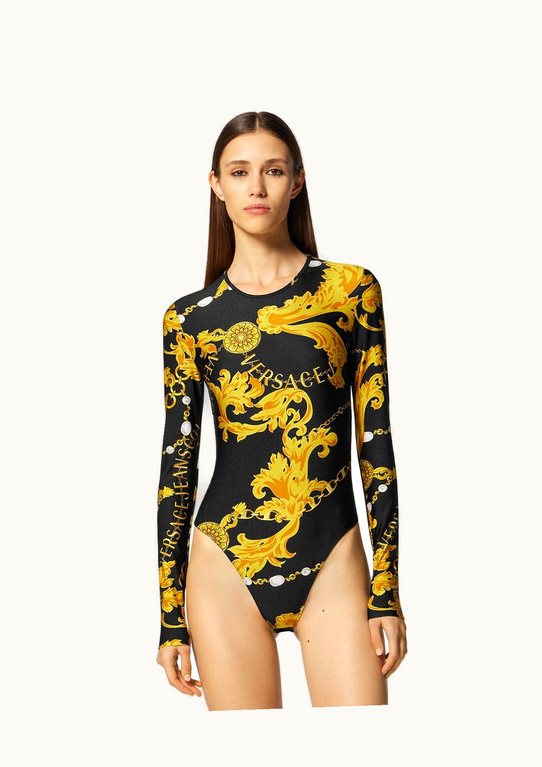 Versace Versace Chain Couture Long-Sleeved Bodysuit Black, Gold