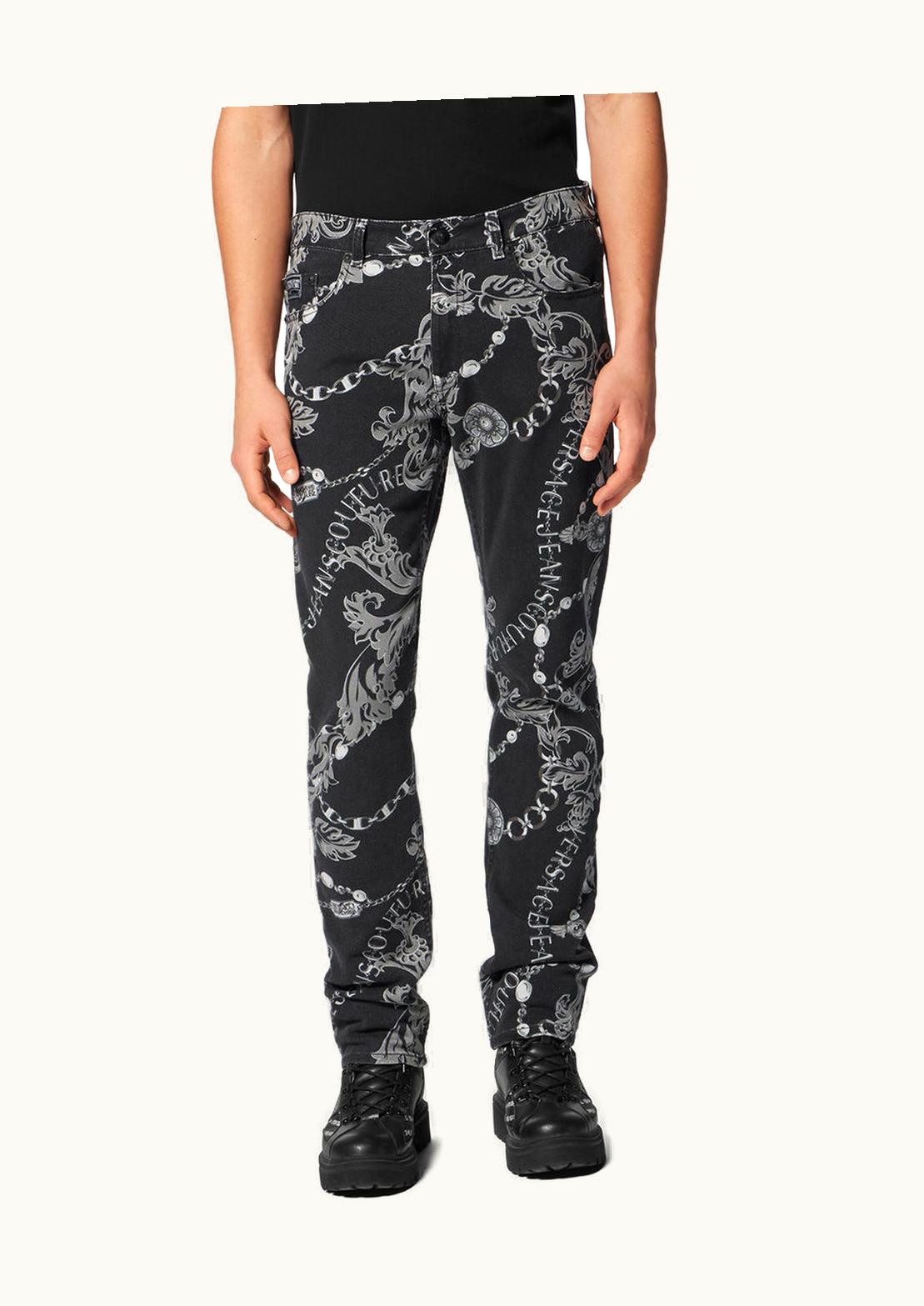 Versace Versace Chain Couture Slim-Fit Jeans Black, Print