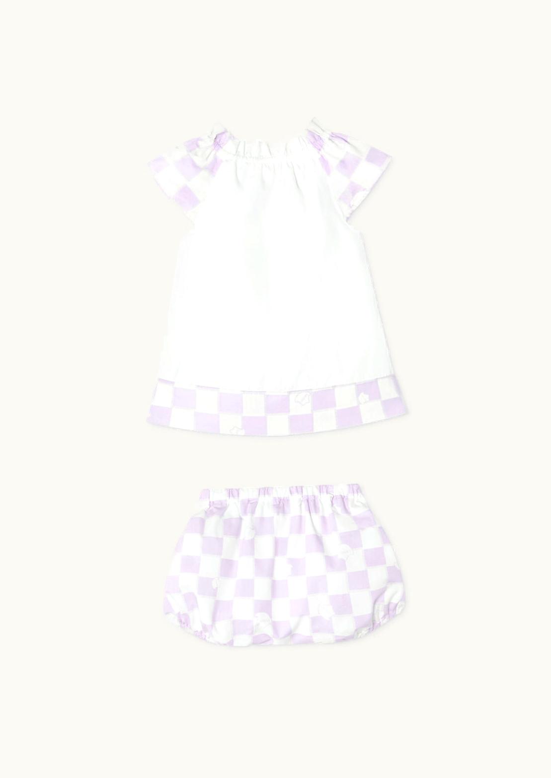 Versace Versace Contrasto Ruffled Baby Dress Set White, Purple