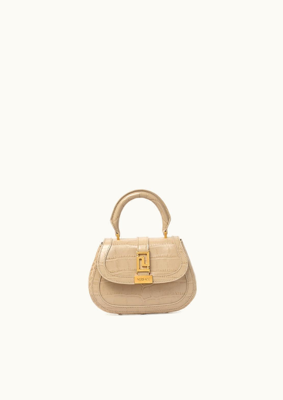 Versace Versace Croc-Effect Greca Goddess Mini Bag Beige