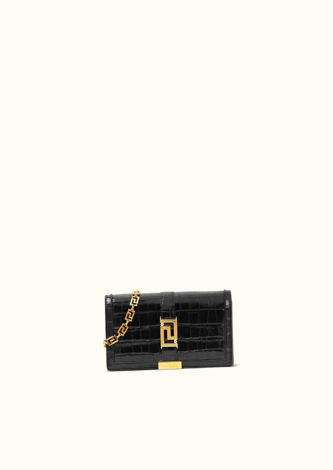 Versace Versace Greca Goddess Croc-Effect Mini Bag Black