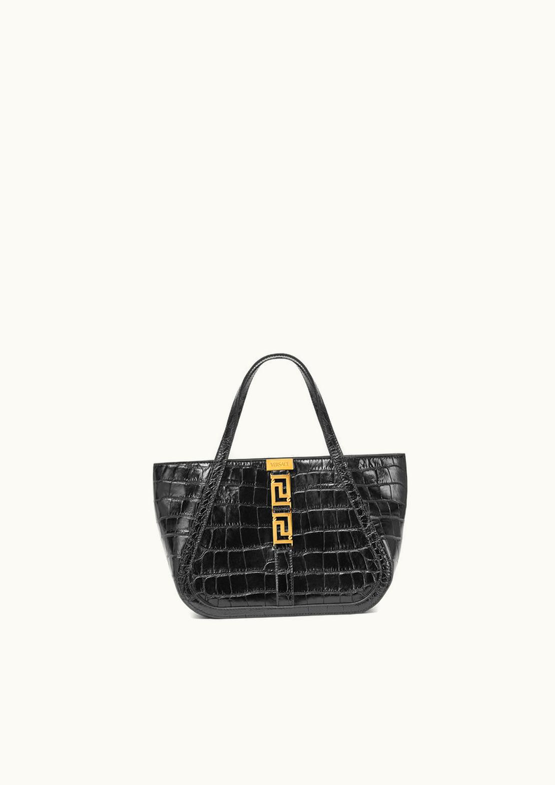 Versace Versace Croc-Effect Greca Goddess Tote Bag Black, Gold