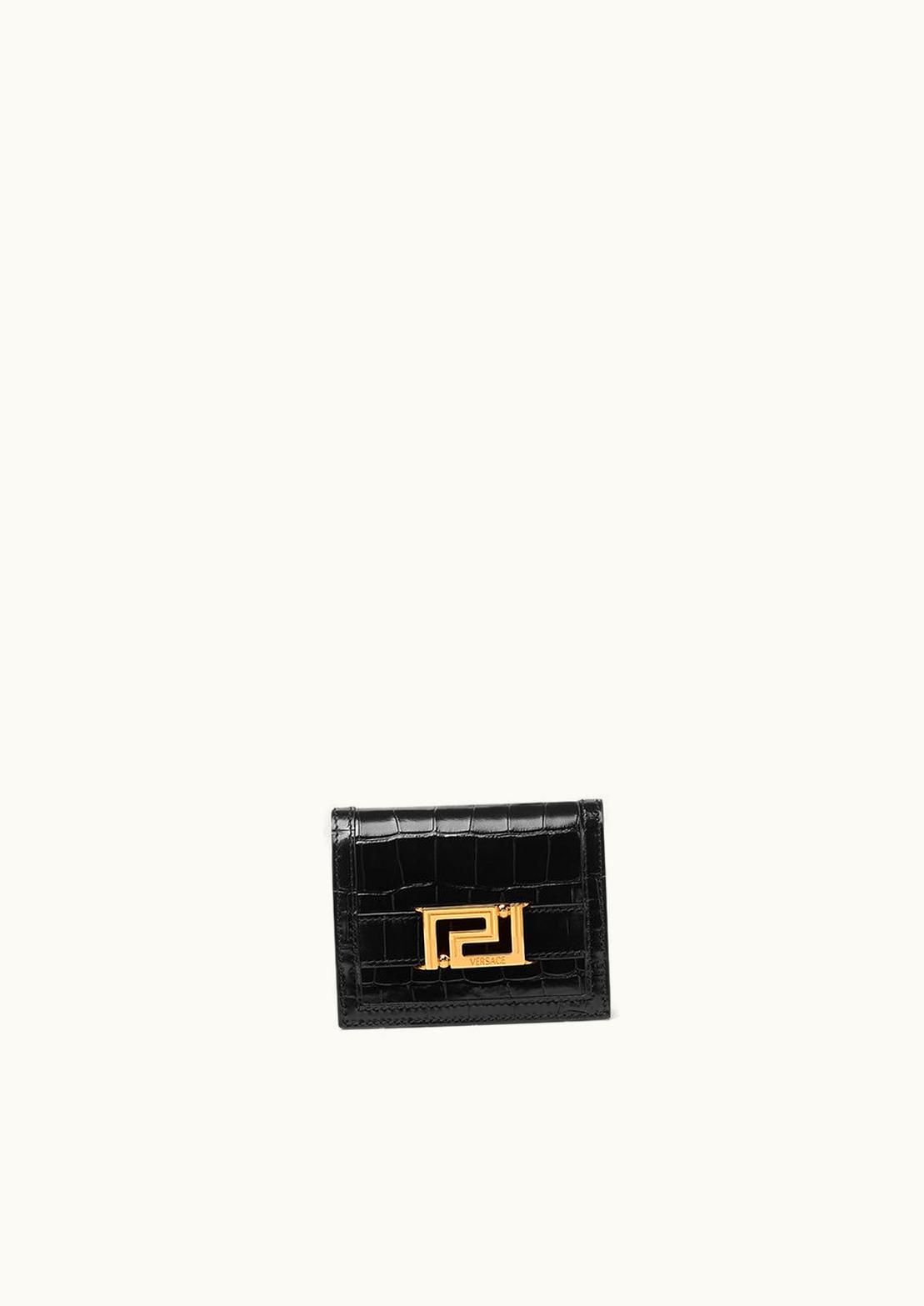 Versace Versace Croc-Effect Greca Goddess Wallet Black, Gold