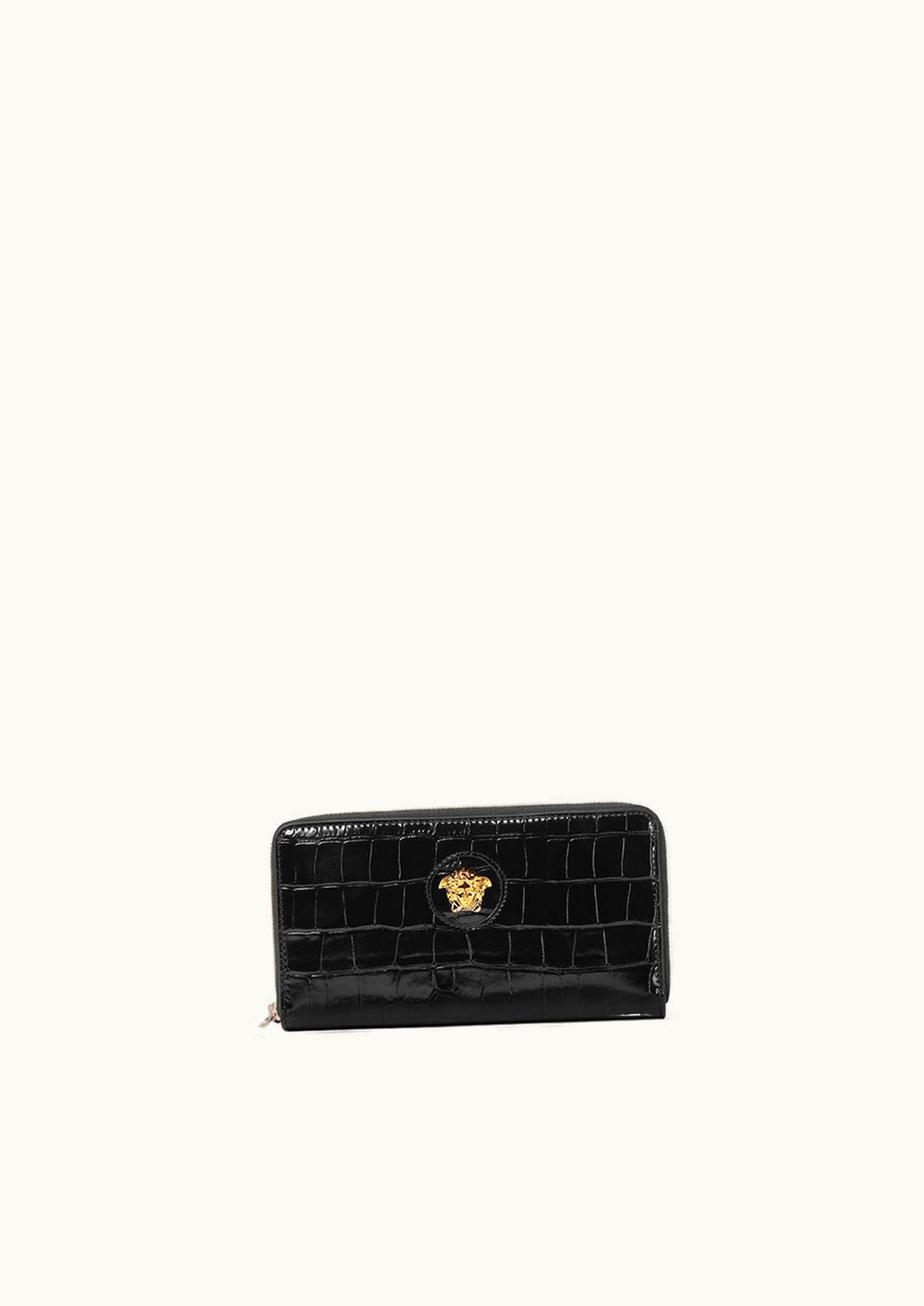 Versace Versace Croc-Effect La Medusa Long Wallet Black, Gold